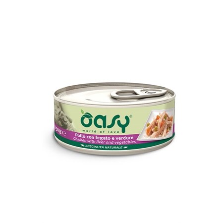 oasy dog pollo con fegato e verdure lattina 150 gr umido per cani