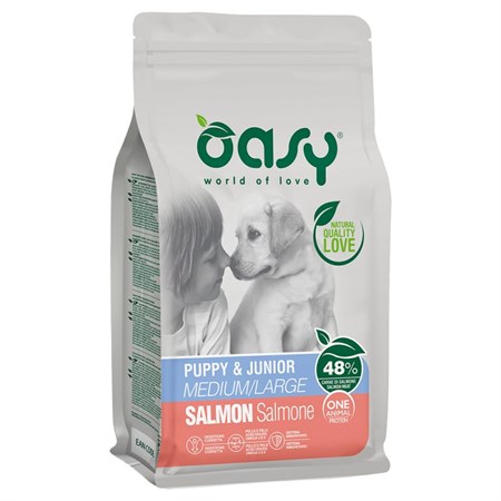 oasy dog puppy all breed salmone 12 kg monoproteico