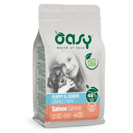 oasy dog puppy junior small mini salmone 2 5 kg crocchette cane