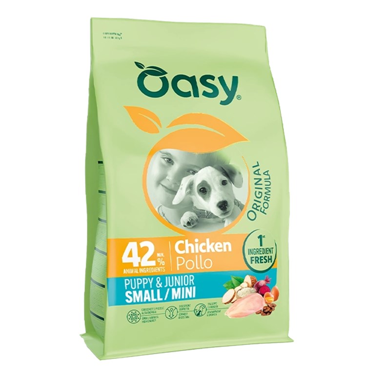Oasy Dog Original Puppy Junior Small Mini Pollo 2 kg Crocchette Per Cani
