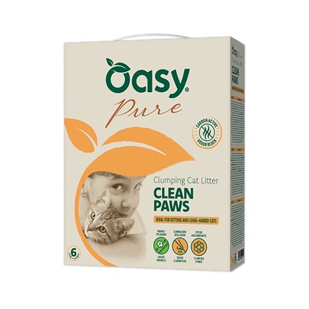 oasy lettiera pure clean paws 6 lt agglomerante per gatti a pelo lungo