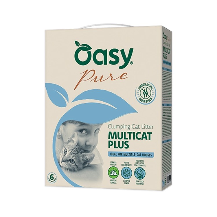 Oasy Lettiera Pure Multicat Plus 10 LT Agglomerante Ideale Con Più Gatti