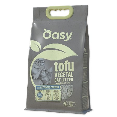 oasy lettiera vegetale tofu con carbone attivo 6 lt agglomerante per gatti