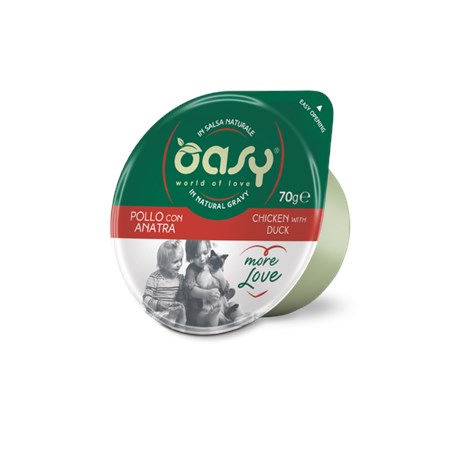 oasy more love green cup pollo con anatra 70 gr umido gatto