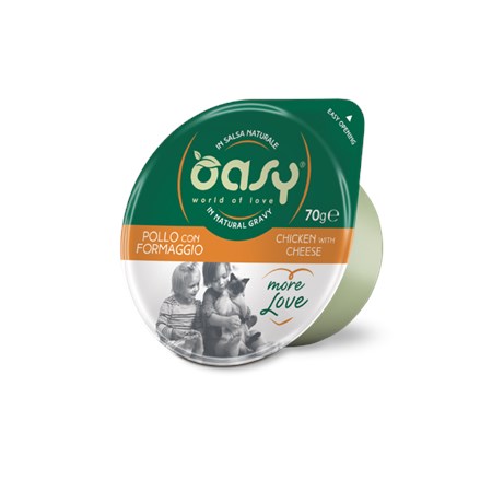 oasy more love green cup pollo con formaggio 70 gr umido gatto