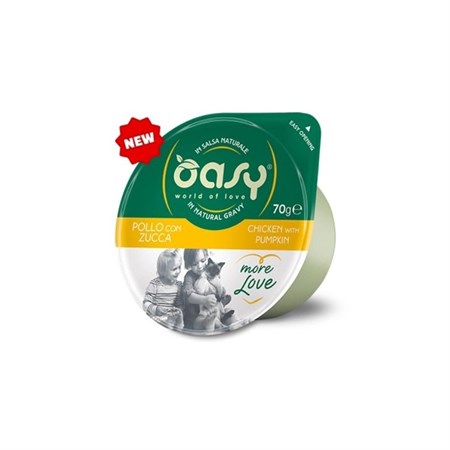 oasy more love green cup pollo con zucca 70 gr umido gatto