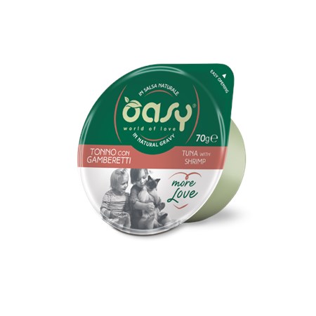 oasy more love green cup tonno con gamberetti 70 gr umido gatto