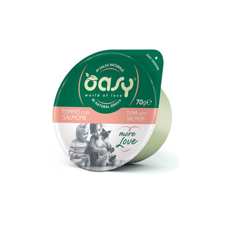 oasy more love green cup tonno con salmone 70 gr umido gatto