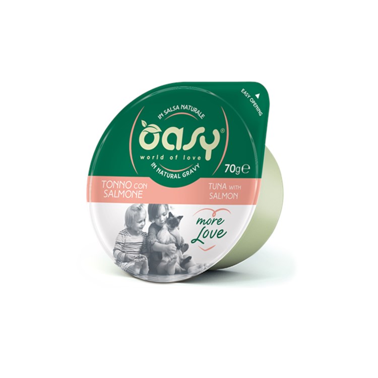 Oasy More Love Green Cup Tonno Con Salmone 70 gr Umido Gatto