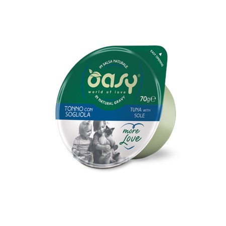 oasy more love green cup tonno con sogliola 70 gr umido gatto