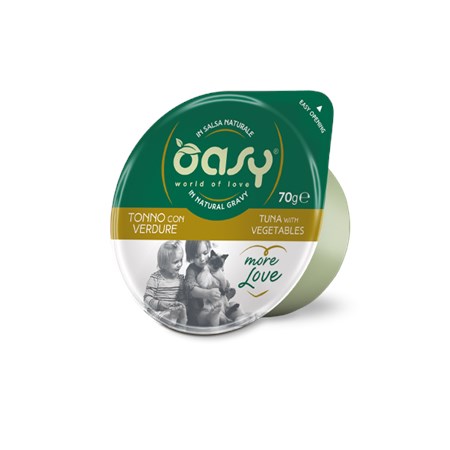 oasy more love green cup tonno con verdure 70 gr umido gatto
