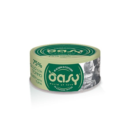 oasy more love pollo con tonno lattina 70 gr per gatti