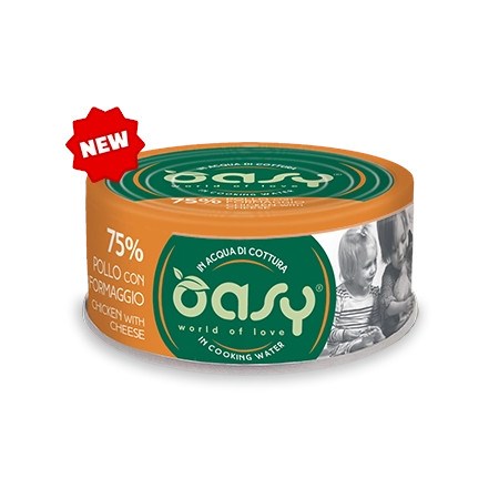 oasy more love pollo formaggio lattina 70 gr per gatti