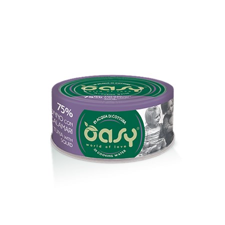 oasy more love tonno con calamari lattina 70 gr per gatti