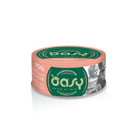 oasy more love tonno con salmone lattina 70 gr per gatti