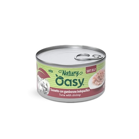 oasy natury cat soft jelly tonno con gamberone indopacifico 85 gr umido per gatti
