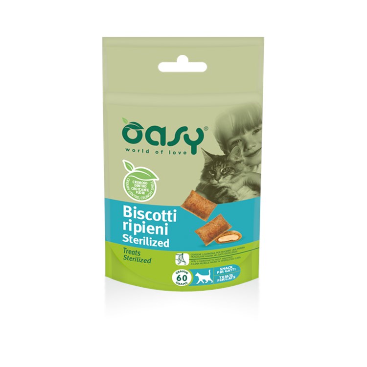 Oasy Snack Biscotti Ripieni per Gatti Sterilizzati 60 g