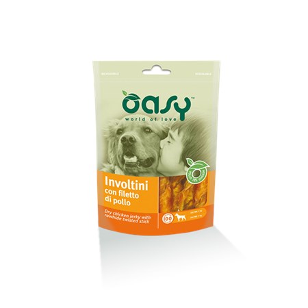 oasy snack involtini con filetti di pollo 100 g per cani
