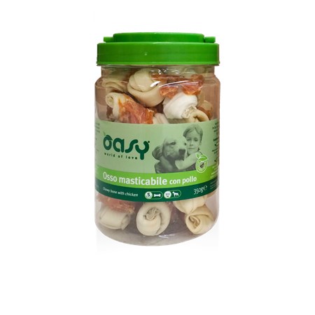 oasy snack osso masticabile con pollo tg s 350 g per cani