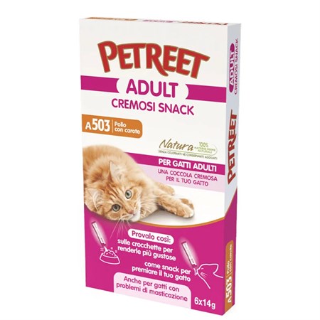 petreet cremosi snack 6 bustine da 14 gr pollo con carote