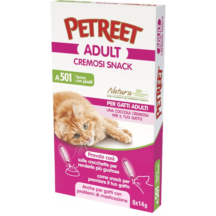Petreet Cremosi Snack 6 Bustine da 14 gr Tonno Con Piselli A501