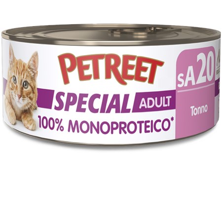 petreet monoproteico tonno 60gr lattina umido gatto