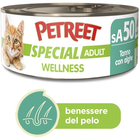 petreet special wellness tonno con alghe 70gr lattina umido gatto
