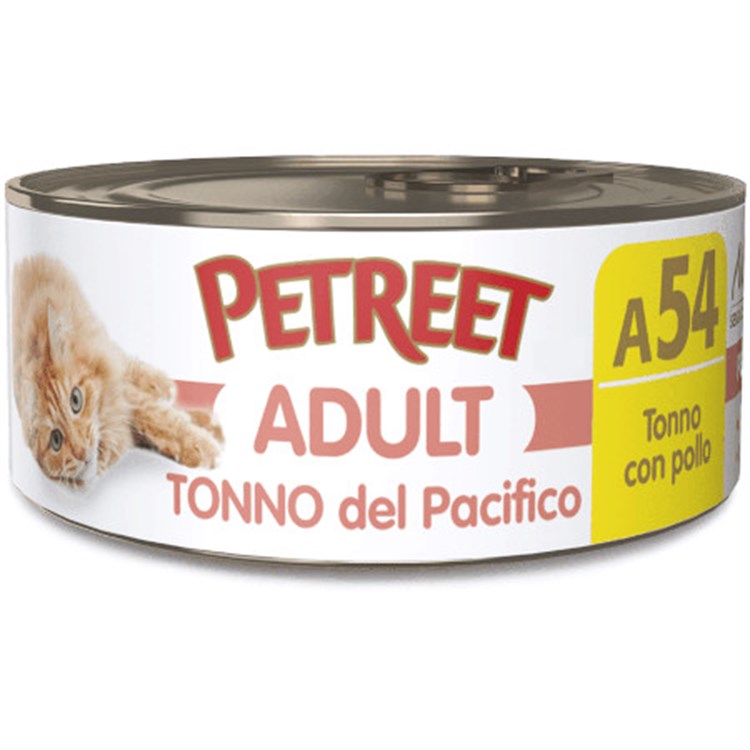 Petreet Tonno Del Pacifico con Pollo 70 gr a54 Scatoletta Umido Gatto