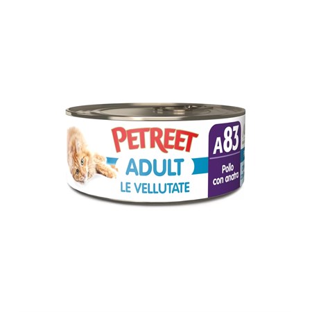 petreet vellutate pollo con anatra 70 gr a83 scatoletta umido gatto