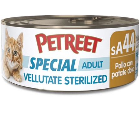 petreet vellutate sterilized pollo con patate dolci 70 gr scatoletta gatto sterilizzato
