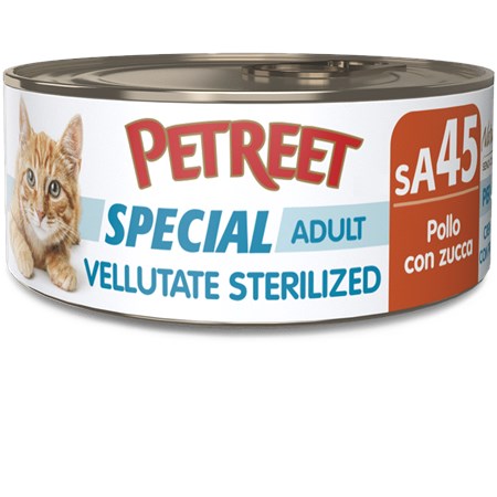 petreet vellutate sterilized pollo con zucca 70 gr scatoletta gatto sterilizzato