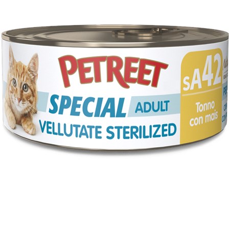 petreet vellutate sterilized tonno con mais 70 gr scatoletta gatto sterilizzato