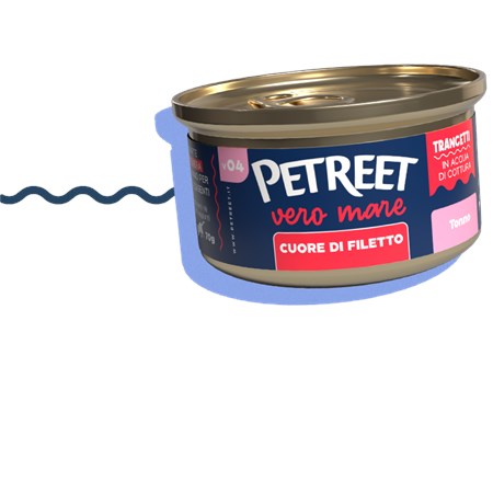 petreet vero mare cuore di filetto trancetti di tonno 70 gr scatoletta gatto