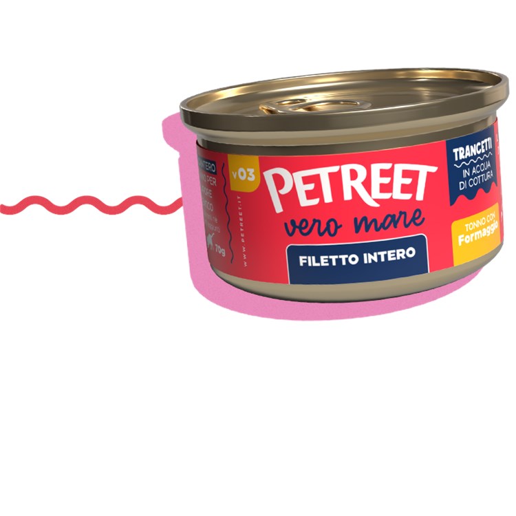 Petreet Vero Mare Trancetti di Tonno con Formaggio 70 Gr Scatoletta Gatto