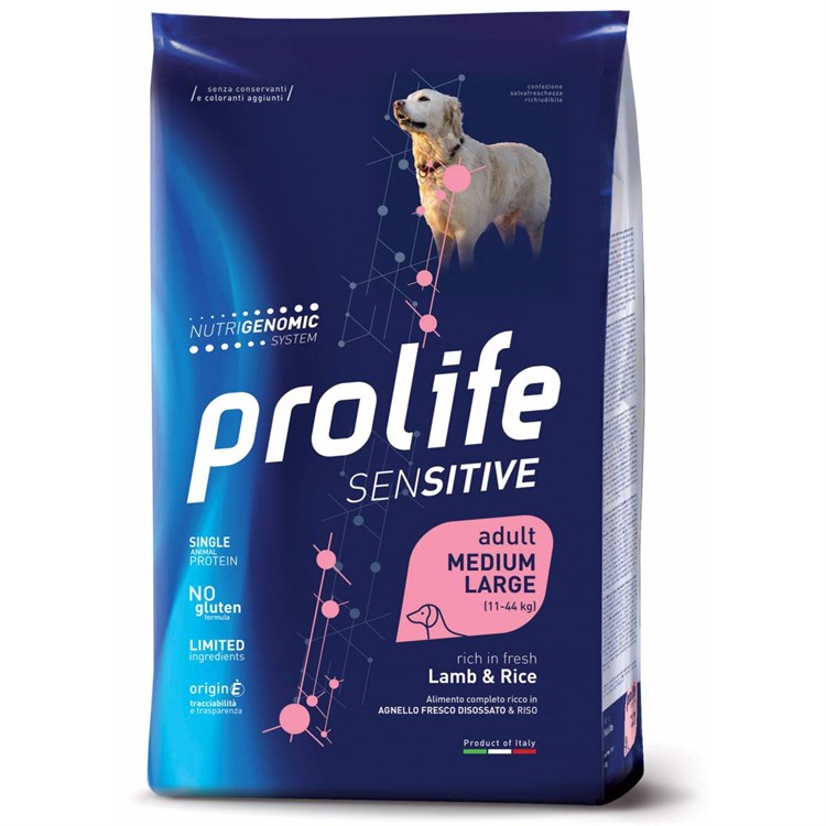 Prolife ADULT Sensitive Medium Large Agnello e Riso 10 kg DANNEGG