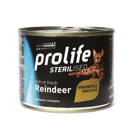 prolife cat sterilised grain free sensitive renna e patate 200 gr gatto