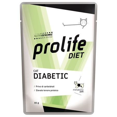prolife cat veterinary diet diabetic 85 gr bustina umido gatto
