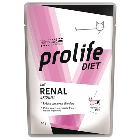 prolife cat veterinary diet renal exigent 85 gr umido gatto