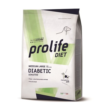 prolife diet dog diabetic sensitive 8 kg crocchette cane danneggiato