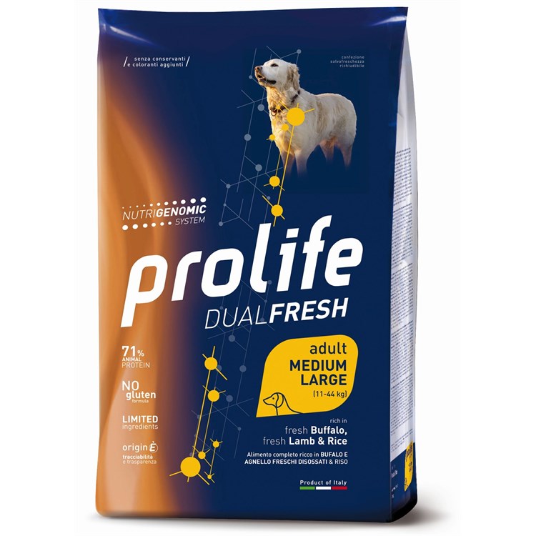 Prolife Dog Dual Fresh Adult Medium Large Bufalo Agnello 10 kg