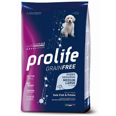 Prolife Dog Puppy Sensitive Medium Large Sogliola e Patate 10 kg Grain Free in Cani