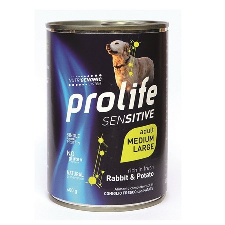 club prolife dog adult sensitive grain free coniglio e patate 400 gr umido per cani