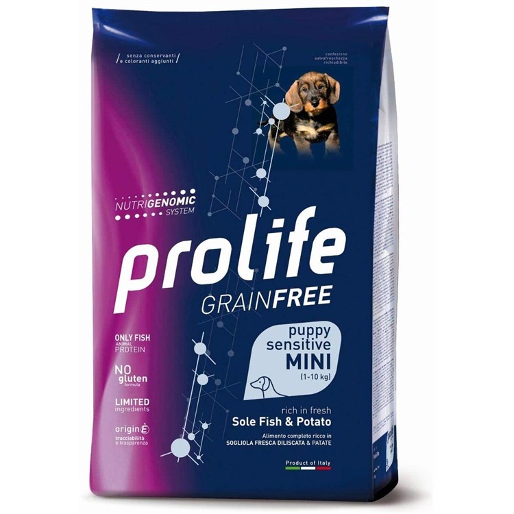 Prolife Dog Sensitive Grain Free Mini Puppy Sogliola e Patate 2 kg Cane