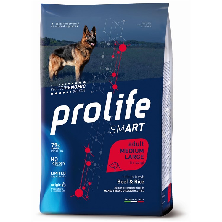 Prolife Dog Smart Medium Large Adult Manzo e Riso 12 kg (Beef)