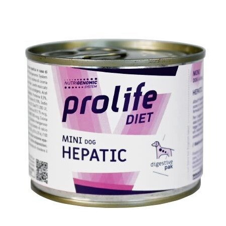 prolife dog veterinary formula mini hepatic 200 gr umido cane
