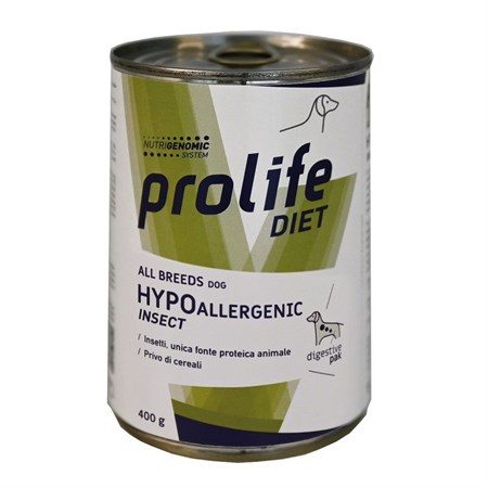 prolife dog veterinary hypoallergenic insect 400 gr umido per cani