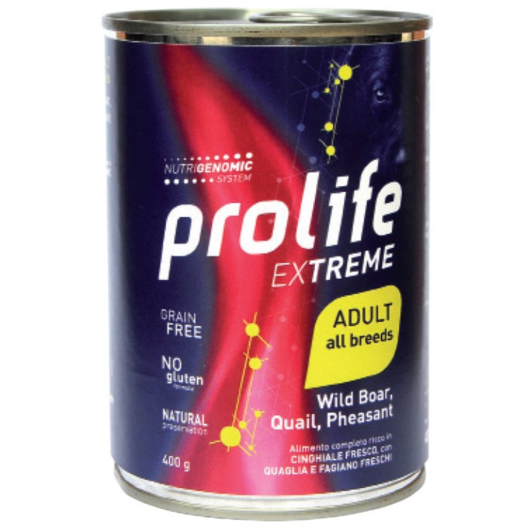 Prolife Extreme Adult Cinghiale Quaglia Fagiano 400 gr Umido Cane