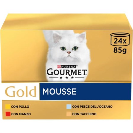 Purina Gourmet Gold Mousse Umido Gatto Multipack 24x85g in Gatti