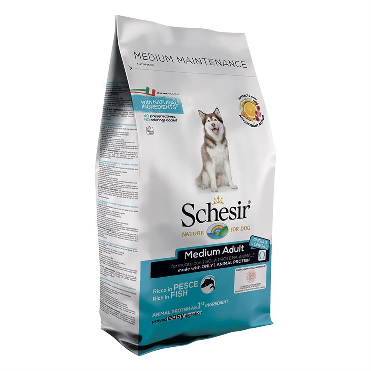 Schesir Dog Medium Adult Pesce Monoproteico Mantenimento 12 kg Pe