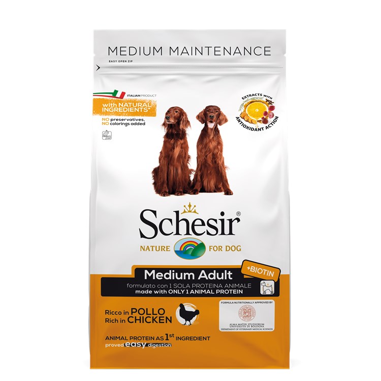 Schesir Dog Medium Adult Pollo Monoproteico Mantenimento 12 kg Per Cani DANNEGGIATO